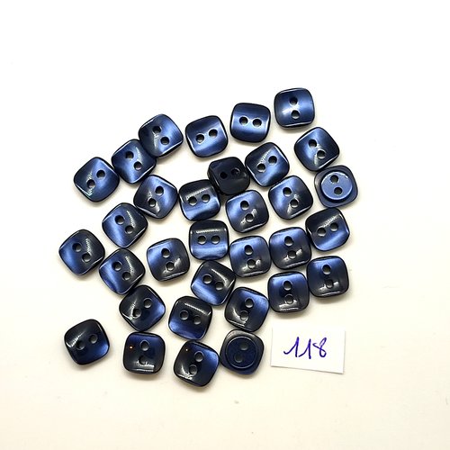 32 boutons en résine bleu foncé - 10x10mm