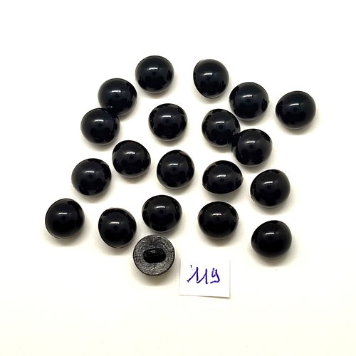 20 boutons en résine noir - 12mm