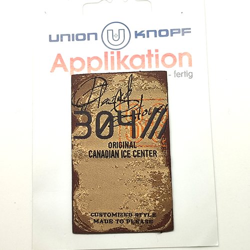 1 thermocollant / écusson à coudre marron et noir - original canadian -  45x70mm