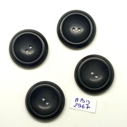 4 boutons en résine noir - 28mm - abd2967