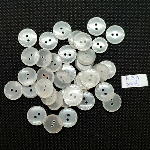 36 boutons en résine blanc cassé - 14mm - abd3004