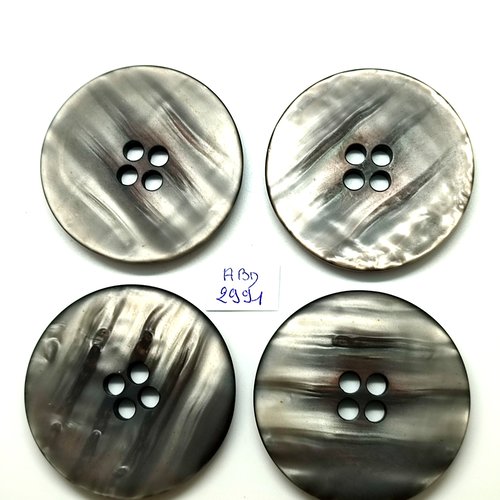 4 boutons en résine gris - 51mm - abd2991