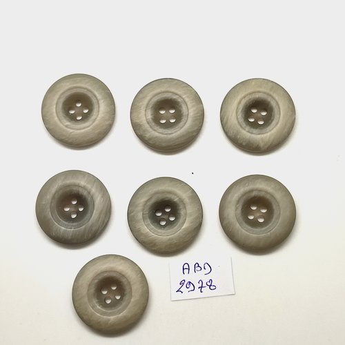 7 boutons en résine gris très clair - 25mm - abd2978