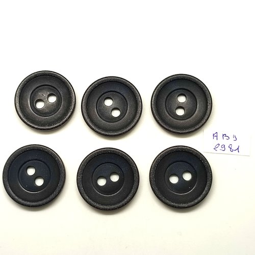 6 boutons en résine gris / noir - 28mm - abd2981