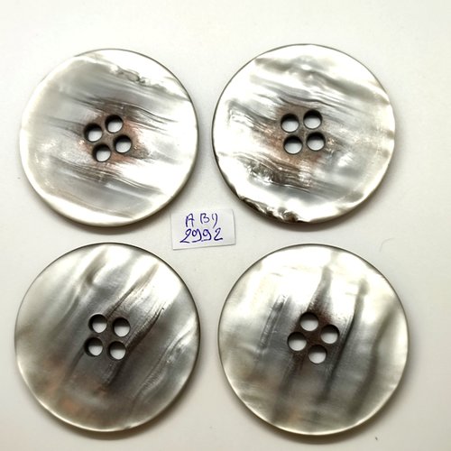 4 boutons en résine gris - 51mm - abd2992