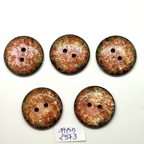 5 boutons en résine multicolore - 28mm - abd2973