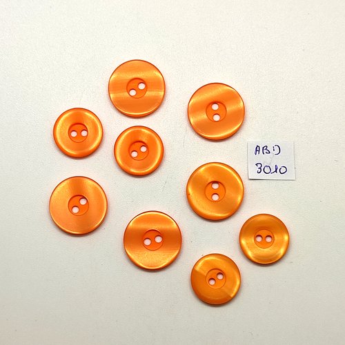 9 boutons en résine orange - 17mm et 15mm - abd3010