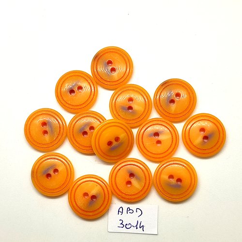 13 boutons en résine orange - 18mm - abd3014