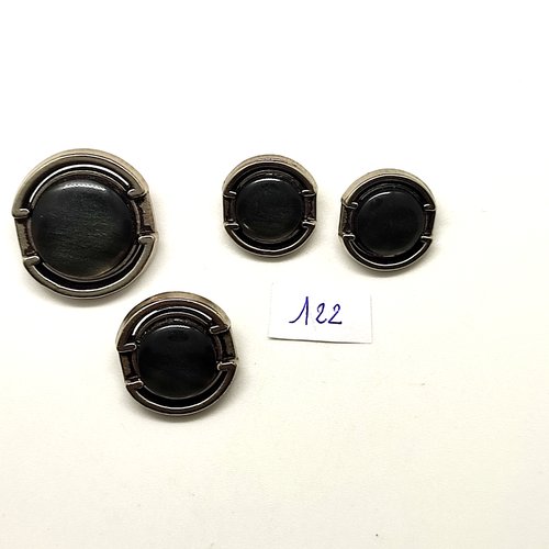 4 boutons en résine argenté et gris - 27mm - 22mm et 18mm - 122