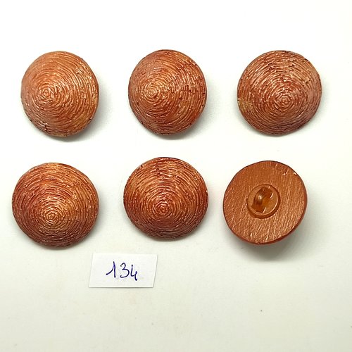 6 boutons en résine marron clair - 27mm - 134