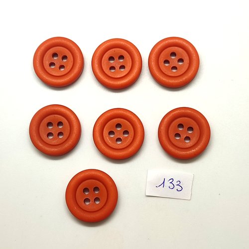 7 boutons en résine orange foncé - 23mm - 133