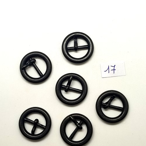 6 boucles de ceinture en métal gris foncé - 23mm