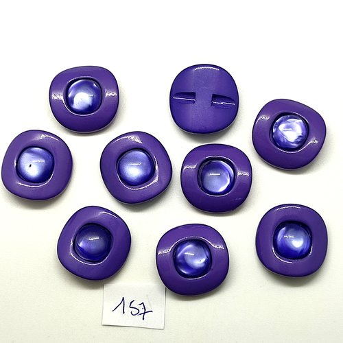 9 boutons en résine violet - 22mm - 157