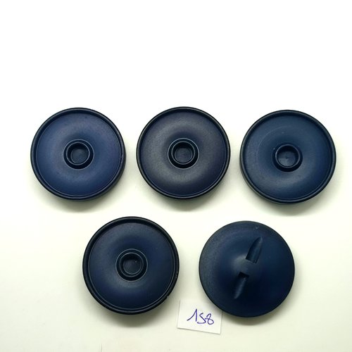 5 boutons en résine bleu foncé - 35mm - 158