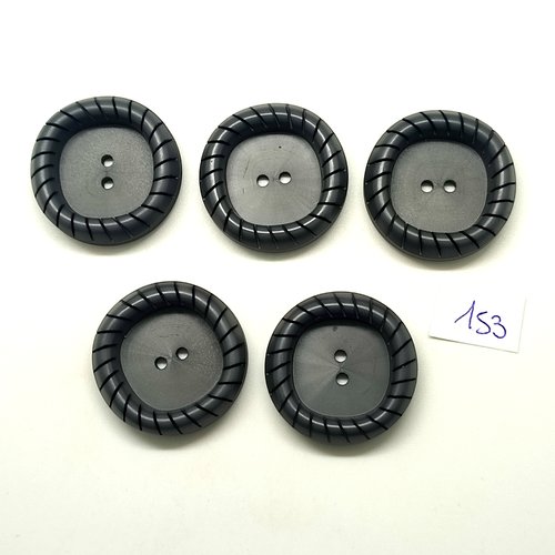 5 boutons en résine gris - 30mm - 153