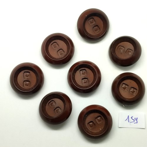 8 boutons en résine marron - 23mm - 159
