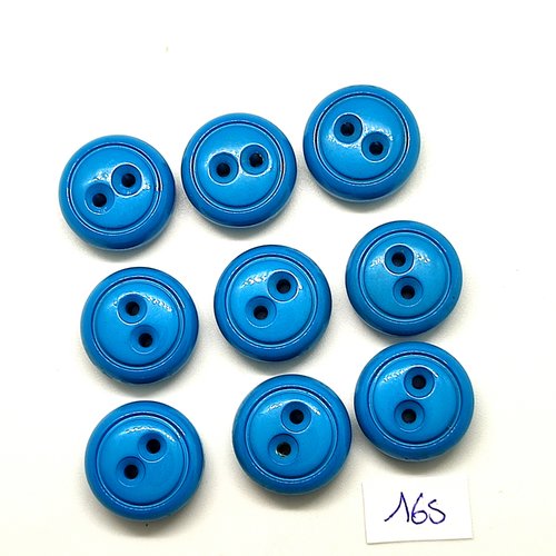 9 boutons en résine bleu - 19mm - 165