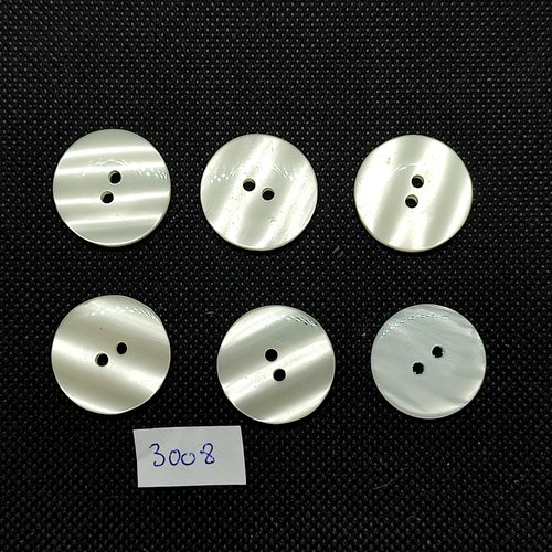 6 boutons en résine blanc cassé - 23mm - abd3007