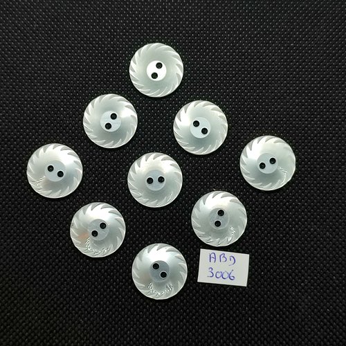 9 boutons en résine beige / blanc cassé - 18mm - abd3006