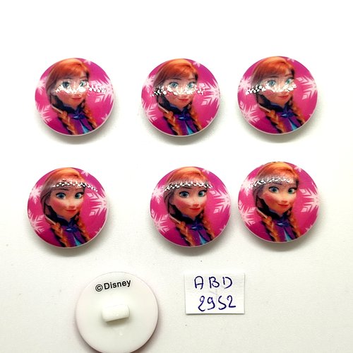 7 boutons fantaisie en résine multicolore - disney - 23mm - abd2952