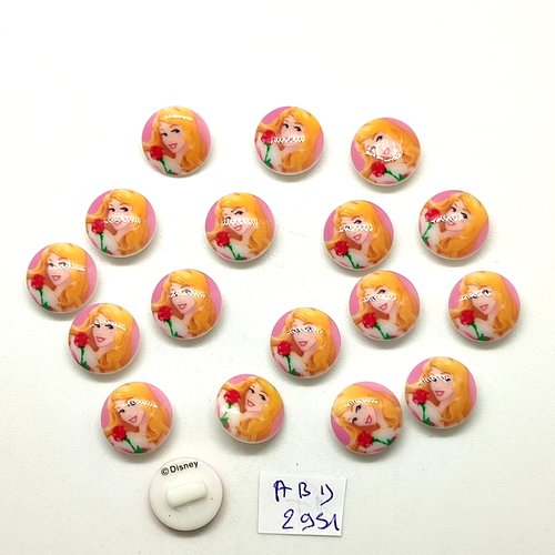 17 boutons fantaisie en résine multicolore - disney - 13mm - abd2951