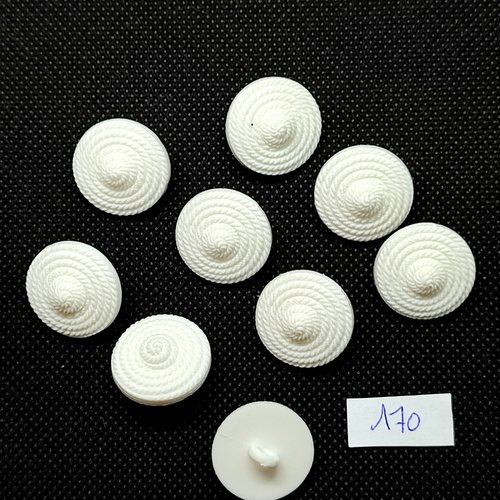 9 boutons en résine blanc - 20mm