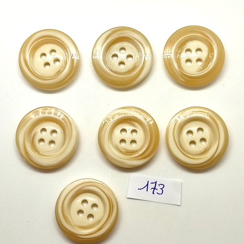 7 boutons en résine beige - 27mm
