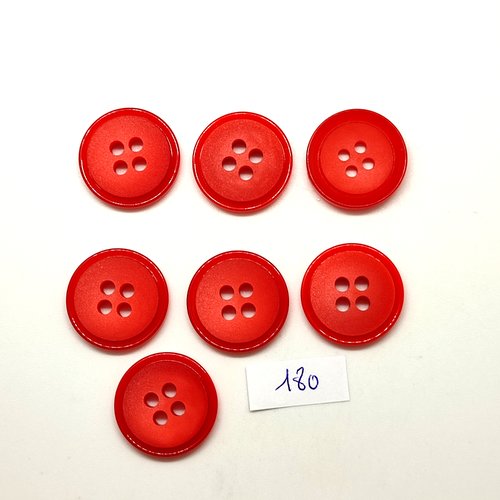 7 boutons en résine rouge - 22mm