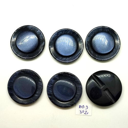6 boutons en résine bleu foncé - 29mm - abd3020