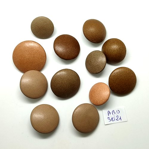 12 boutons en résine nylon et métal dessous beige foncé et clair - 27mm - 19mm 21mm et 18mm - abd3021