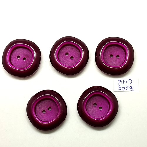 5 boutons en résine violet - 29mm - abd3023