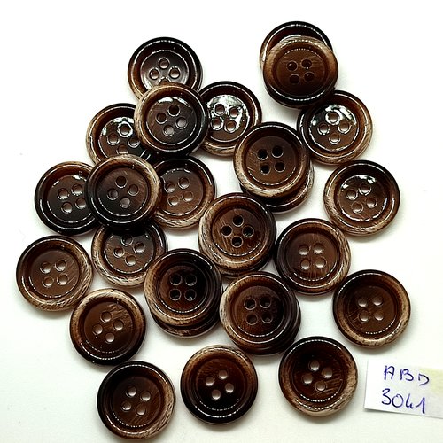 27 boutons en résine beige et marron - 18mm - abd3041