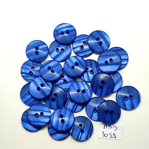 27 boutons en résine bleu - 18mm - abd3039