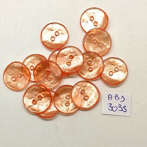 14 boutons en résine orange clair - 15mm - abd3035