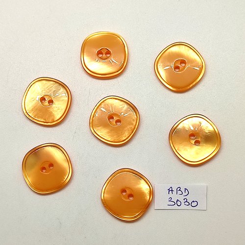 7 boutons en résine orange - 19x19mm - abd3030