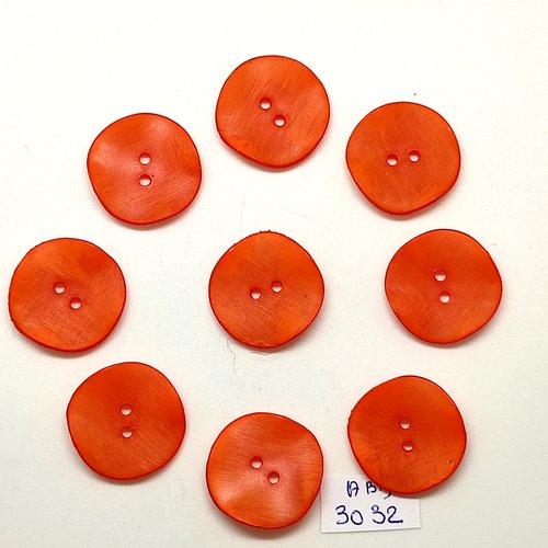 9 boutons en résine orange foncé - 20x20mm - abd3032