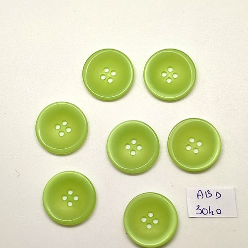 7 boutons en résine vert - 20mm - abd3040