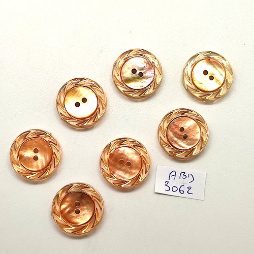 7 boutons en résine orange - 19mm - abd3062