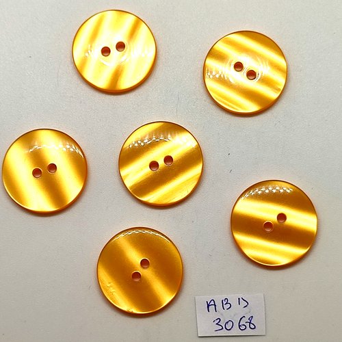 6 boutons en résine orange - 29mm - abd3068