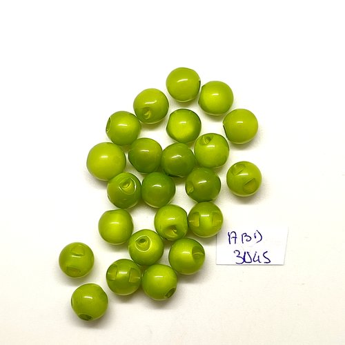 20 boutons boule en résine vert - 10mm - abd3045