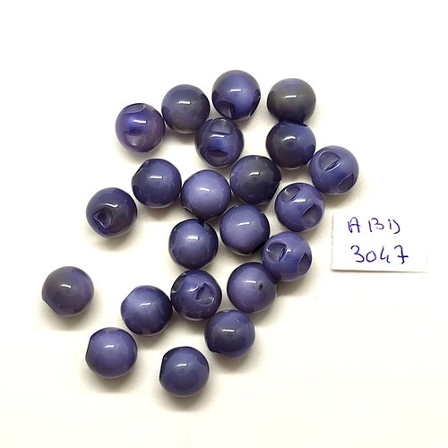 22 boutons boule en résine gris / bleu - 10mm - abd3047