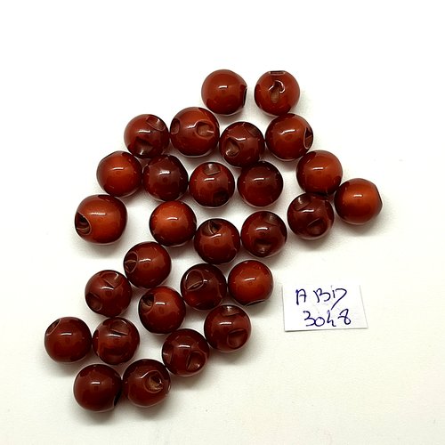 28 boutons boule en résine marron - 10mm - abd3048