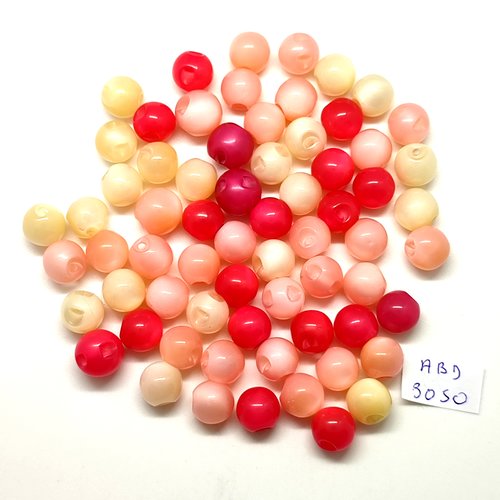 64 boutons boule en résine multicolore - 12mm et 10mm - abd3050