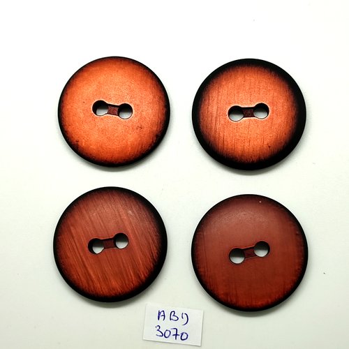 4 boutons en résine marron - 38mm - abd3070