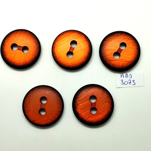 5 boutons en résine orange - 30mm - abd3073