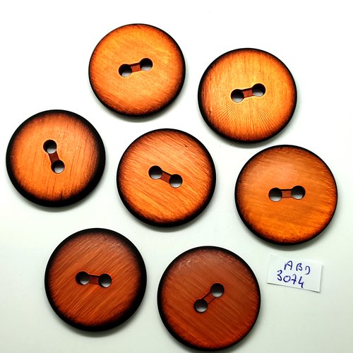7 boutons en résine orange - 38mm - abd3074