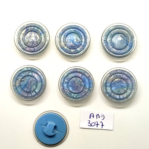 7 boutons en résine bleu clair - 23mm - abd3077