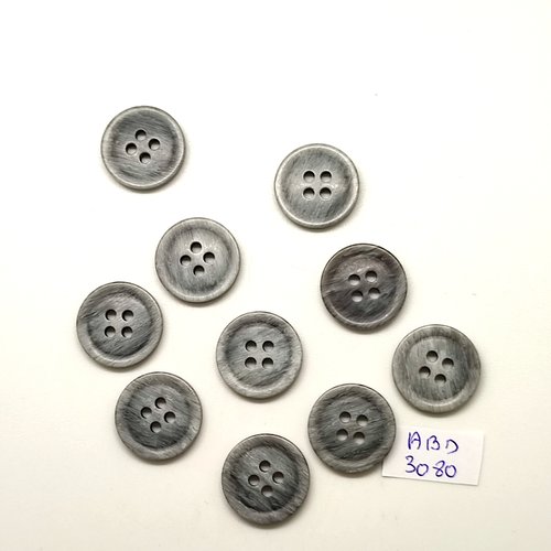 10 boutons en résine gris - 18mm - abd3080