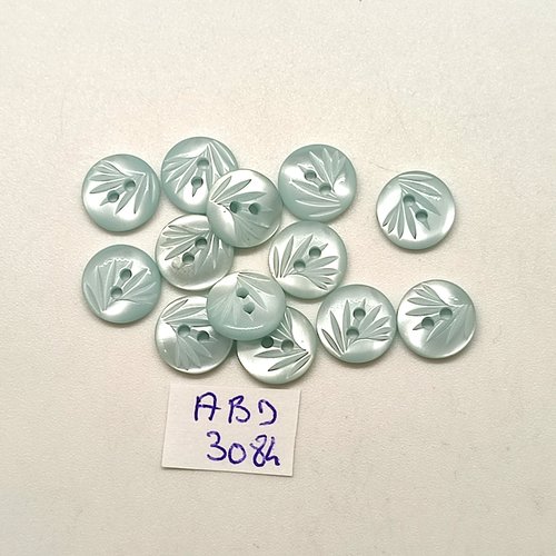 13 boutons en résine bleu clair - 10mm - abd3084
