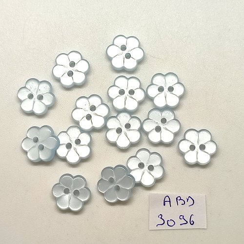 14 boutons en résine des fleurs bleu clair - 11mm - abd3096